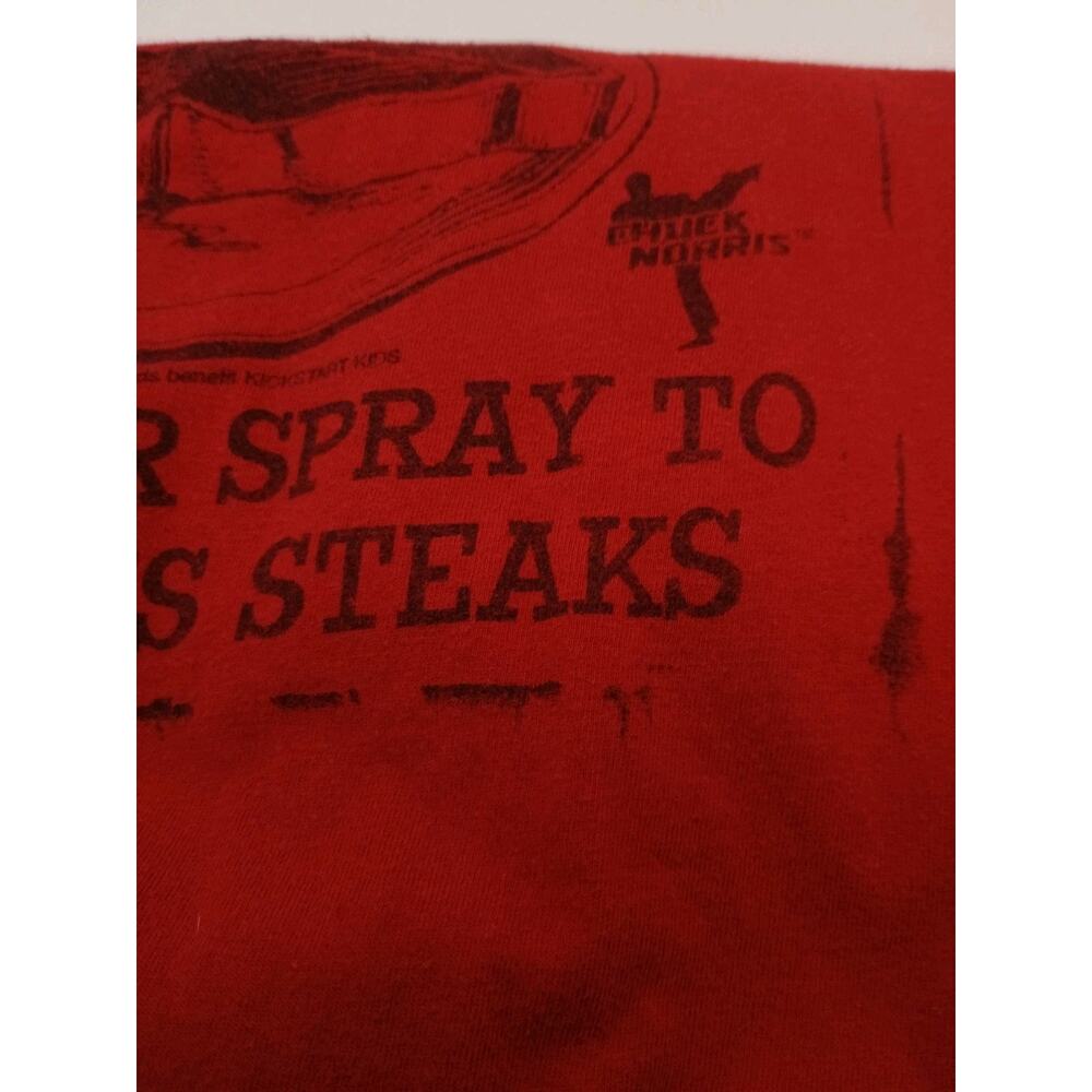 Chuck Norris Uses Pepper Spray To Spice Up His Steaks Red Men's 2XL Tee Shirt - Picture 7 of 12